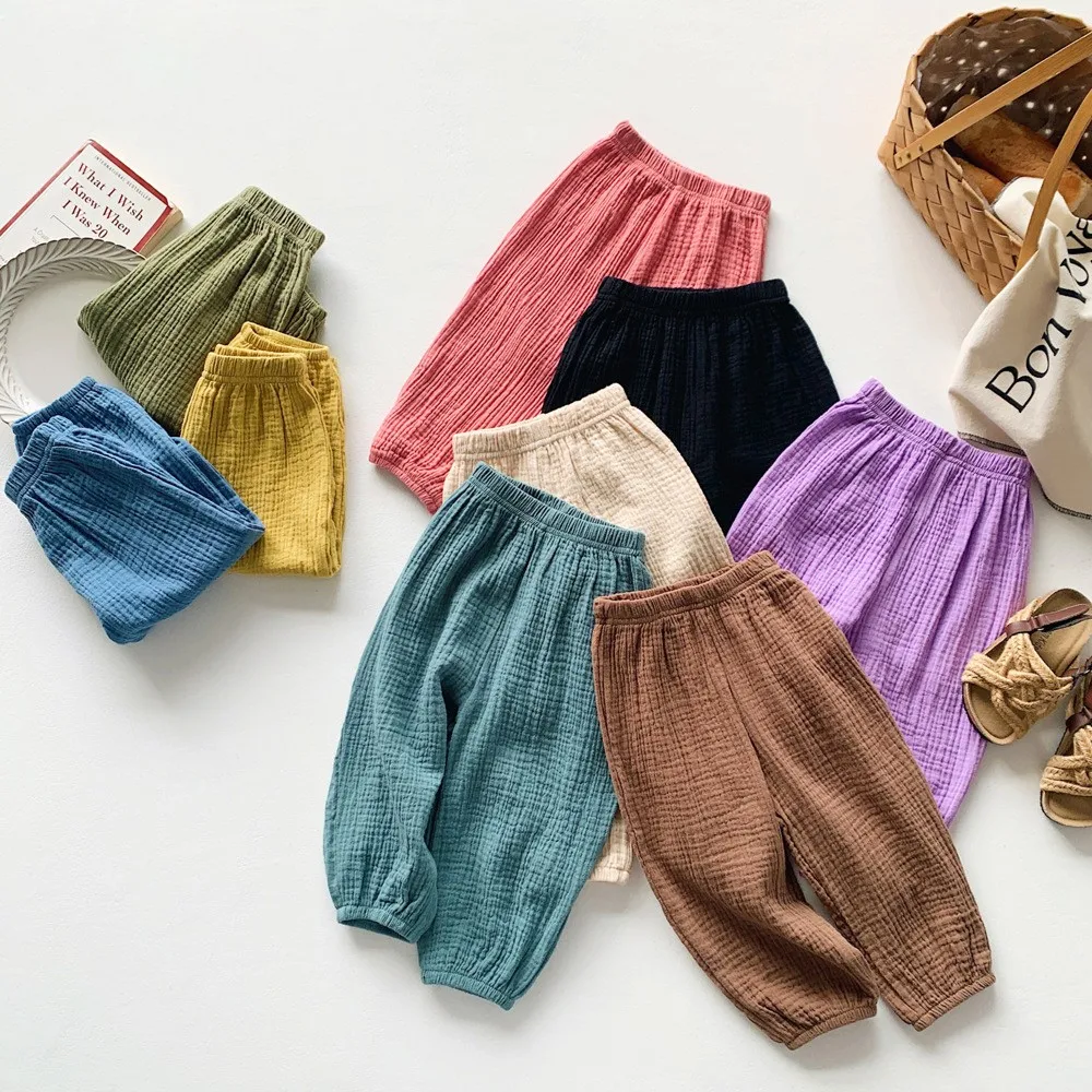 Spring Summer Mosquito Resistant Pants Toddler New Casual Loose Trousers Solid Color Pants Outer Wear Boys Girls Versatile Pants