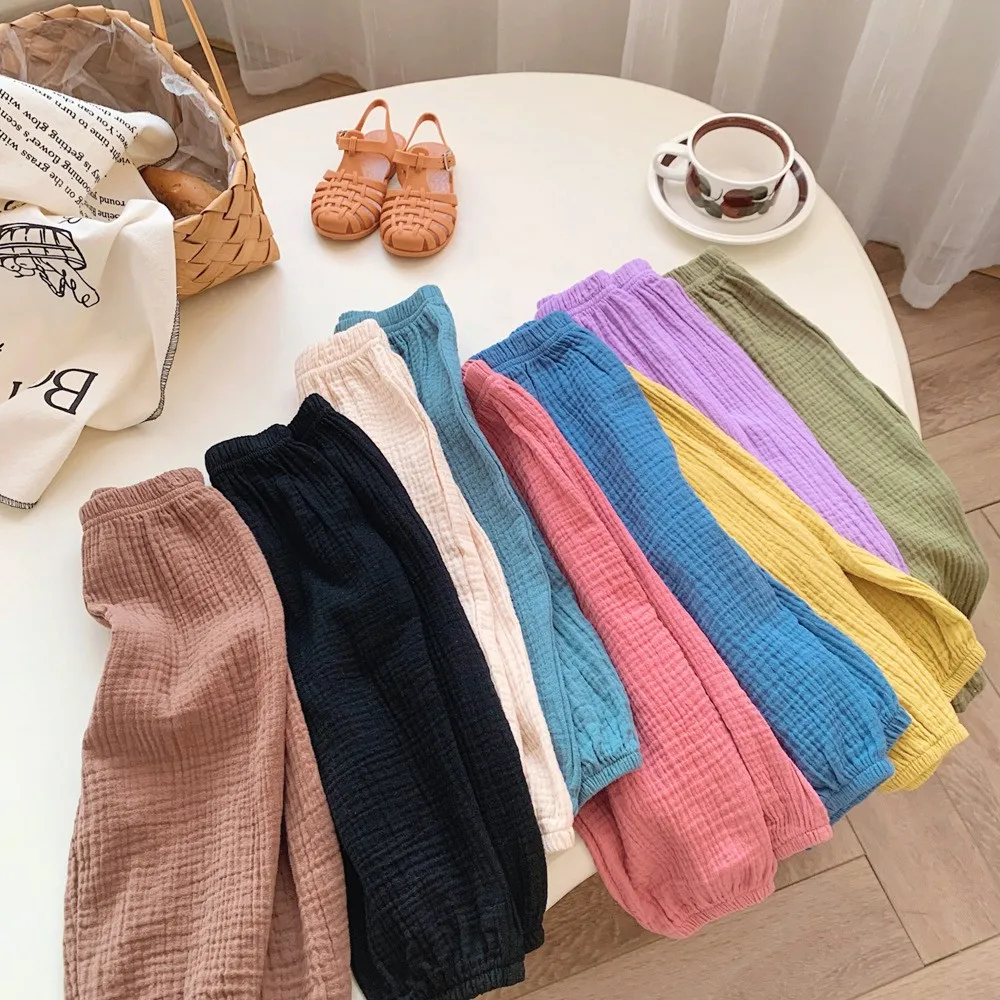 Spring Summer Mosquito Resistant Pants Toddler New Casual Loose Trousers Solid Color Pants Outer Wear Boys Girls Versatile Pants