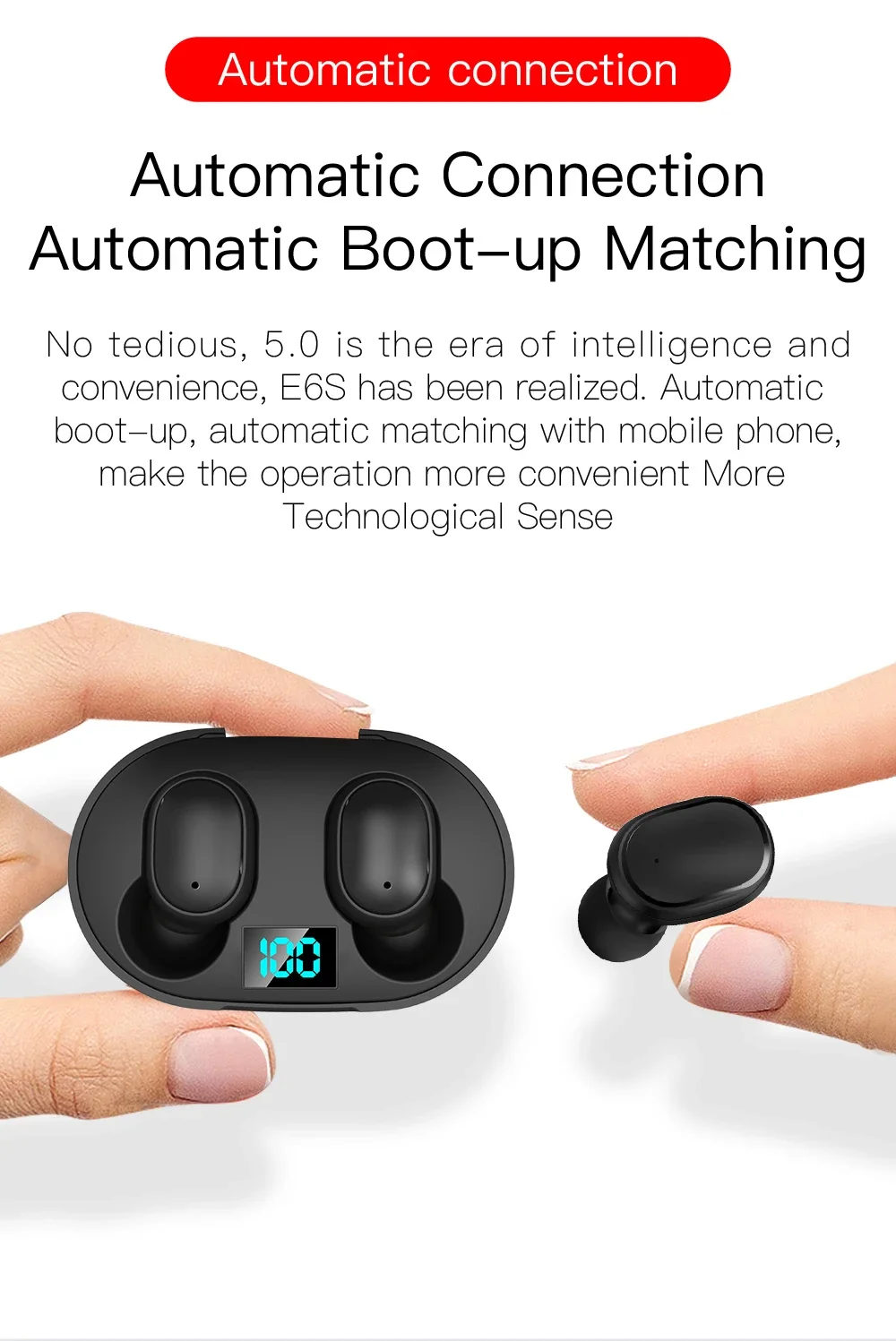 E6S TWS Wireless Headphones Sports Waterproof Bluetooth 5.0 Earphone Stereo Headset with Microphone for Iphone Xiaomi Vivo Oppo