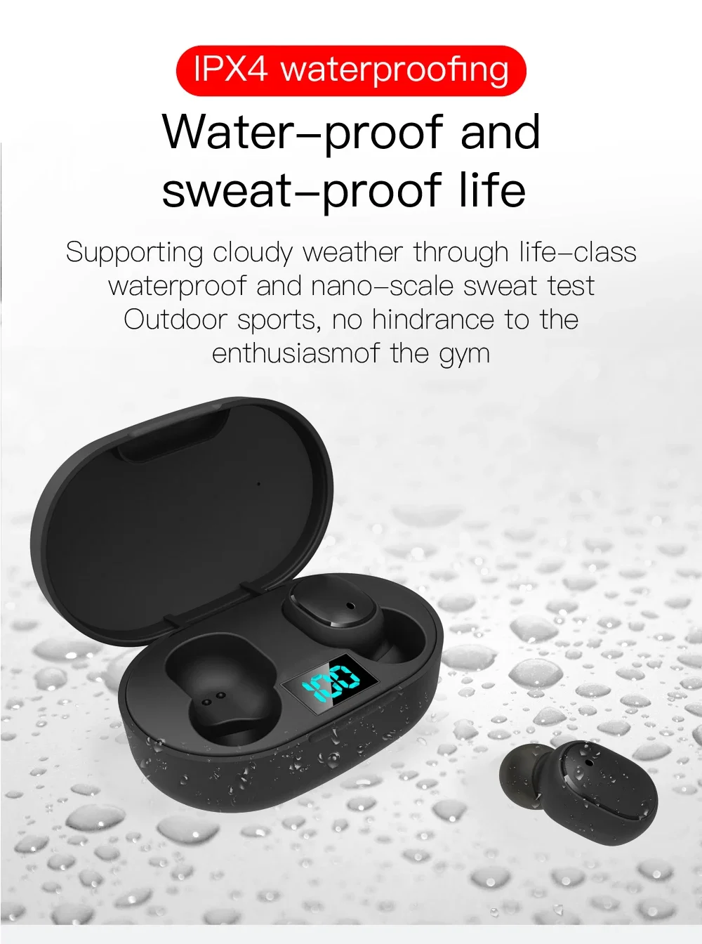 E6S TWS Wireless Headphones Sports Waterproof Bluetooth 5.0 Earphone Stereo Headset with Microphone for Iphone Xiaomi Vivo Oppo