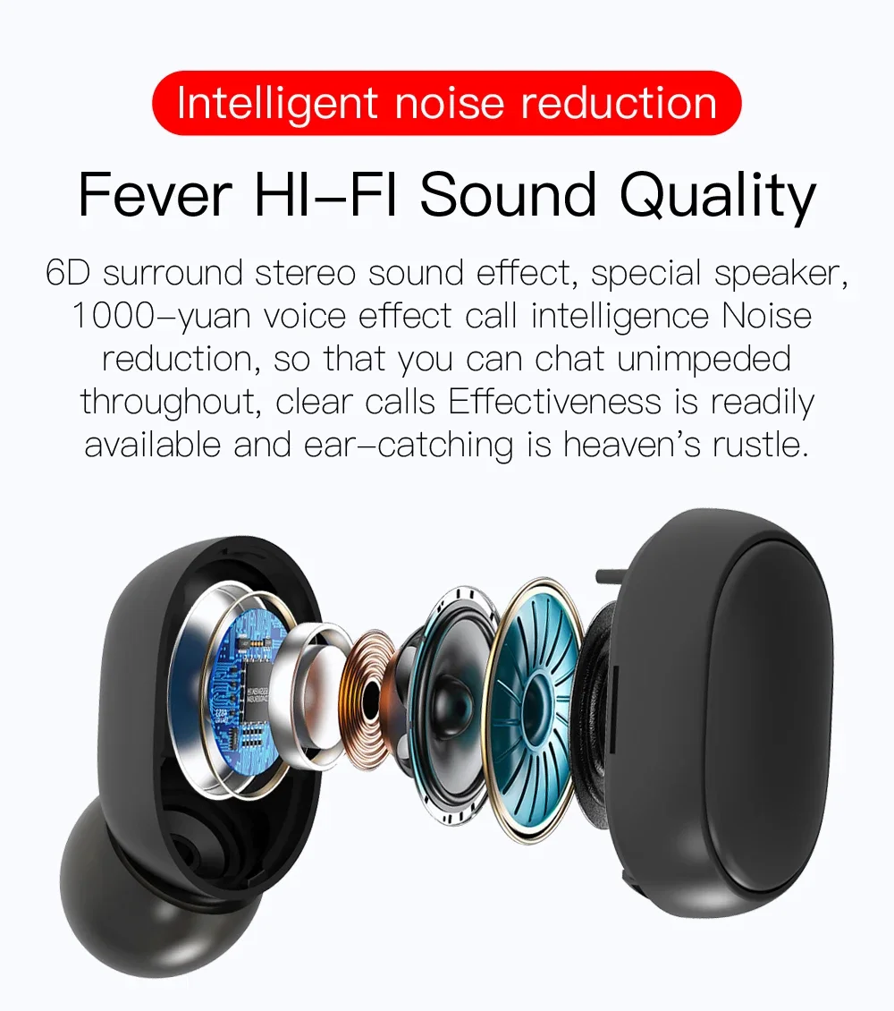 E6S TWS Wireless Headphones Sports Waterproof Bluetooth 5.0 Earphone Stereo Headset with Microphone for Iphone Xiaomi Vivo Oppo
