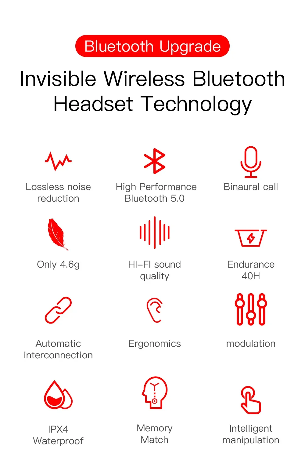 E6S TWS Wireless Headphones Sports Waterproof Bluetooth 5.0 Earphone Stereo Headset with Microphone for Iphone Xiaomi Vivo Oppo