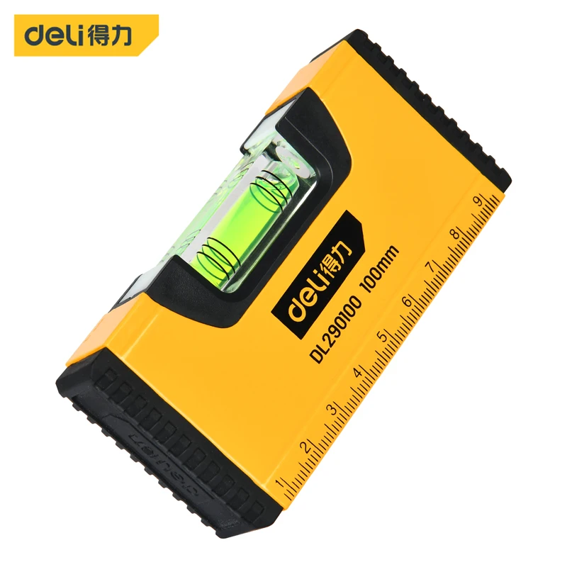 Deli 100mm Portable Magnetic Pocket Level High-precision Aluminum Structure Spirit Bubble Level Horizontal Level