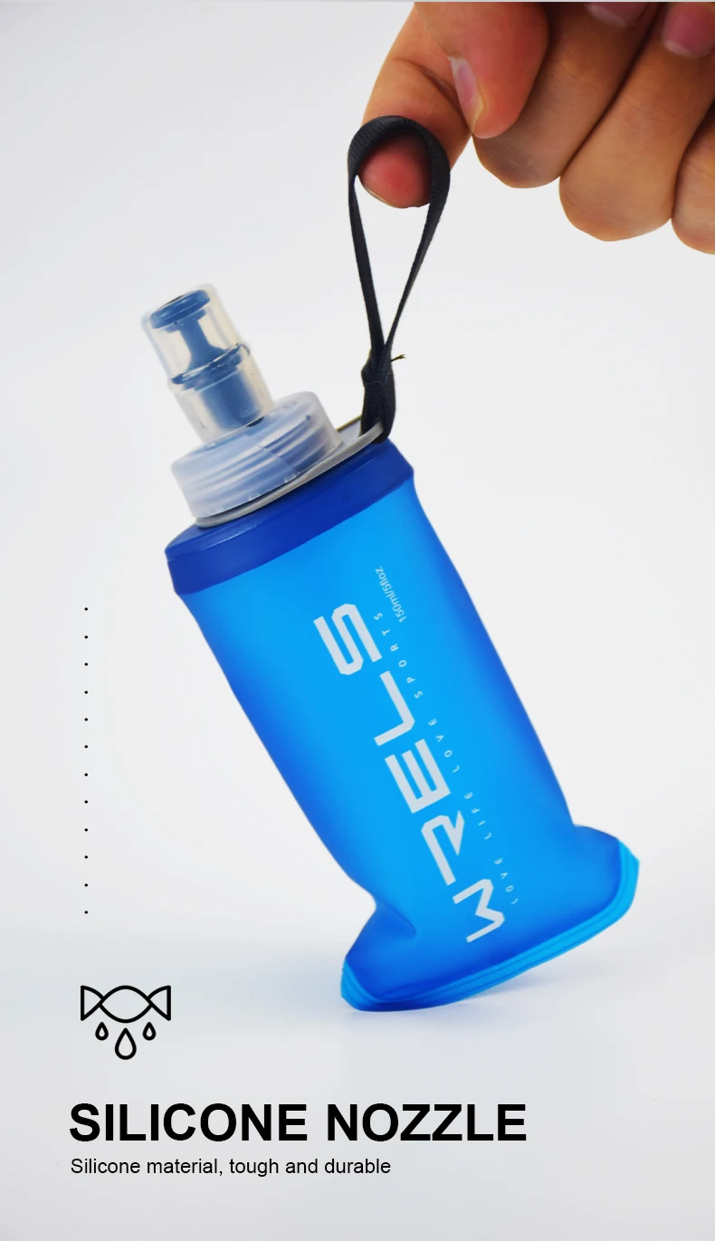WRELS Folding Water Bottle TPU BPA-Free Collapsible Soft Flask Outdoor Sport Hiking Camping Running Portable Soft Water Bottle