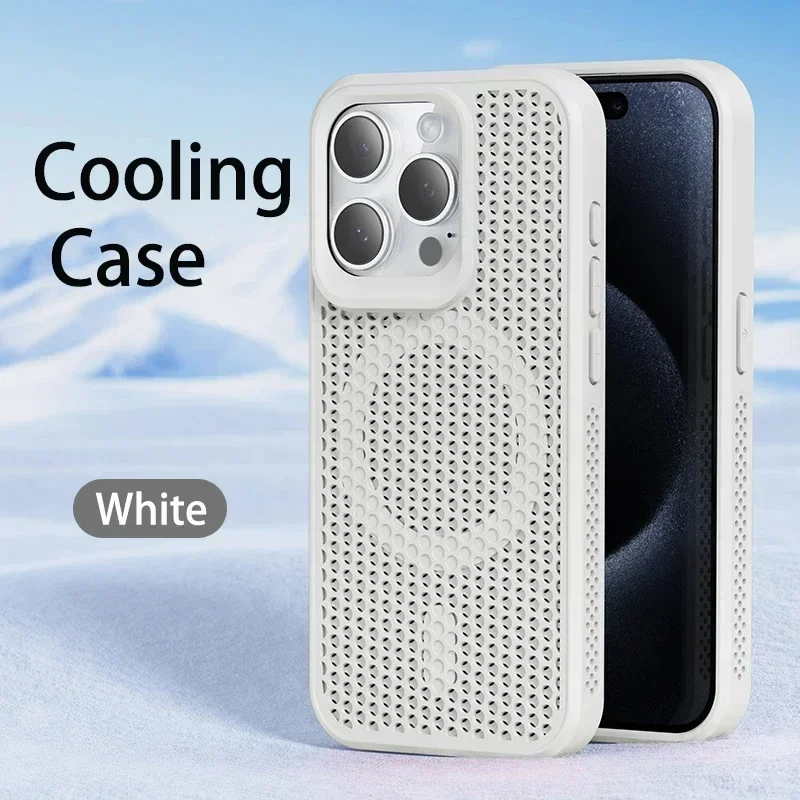 Cooling Heat Dissipation Phone Case For iPhone 17 18 16 15 14 13 12 11 Pro Max Breathable Hard Back Magnetic Cover For Magsafe