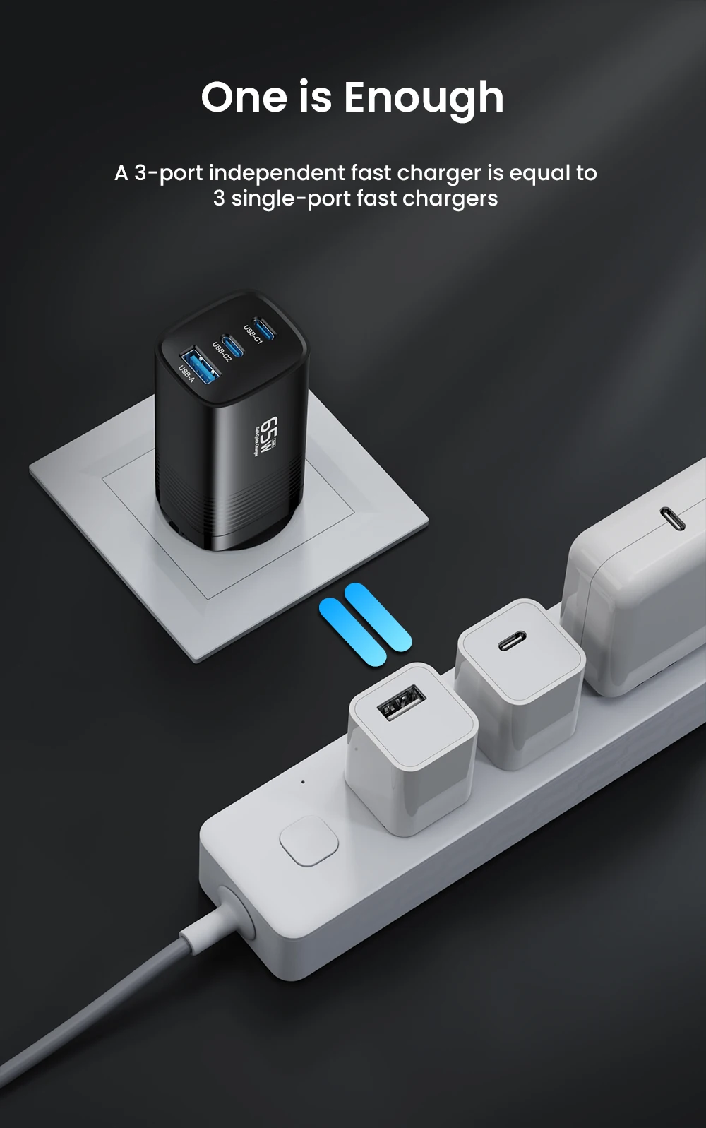 ASOMETECH GaN USB Type C Charger 65W 45W PPS PD QC4.0 Quick Charger For Macbook Laptop IPAD Tablet iPhone 16 Samsung S23 Ultra