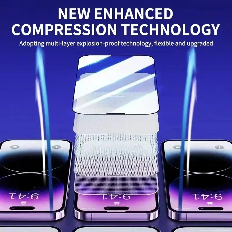 1-3Pc 8K High End Tempered Glass For iPhone 15 14 13 12 11 Pro Max XS MAX 15 16 Screen Protector With Alignment Mounting Cover