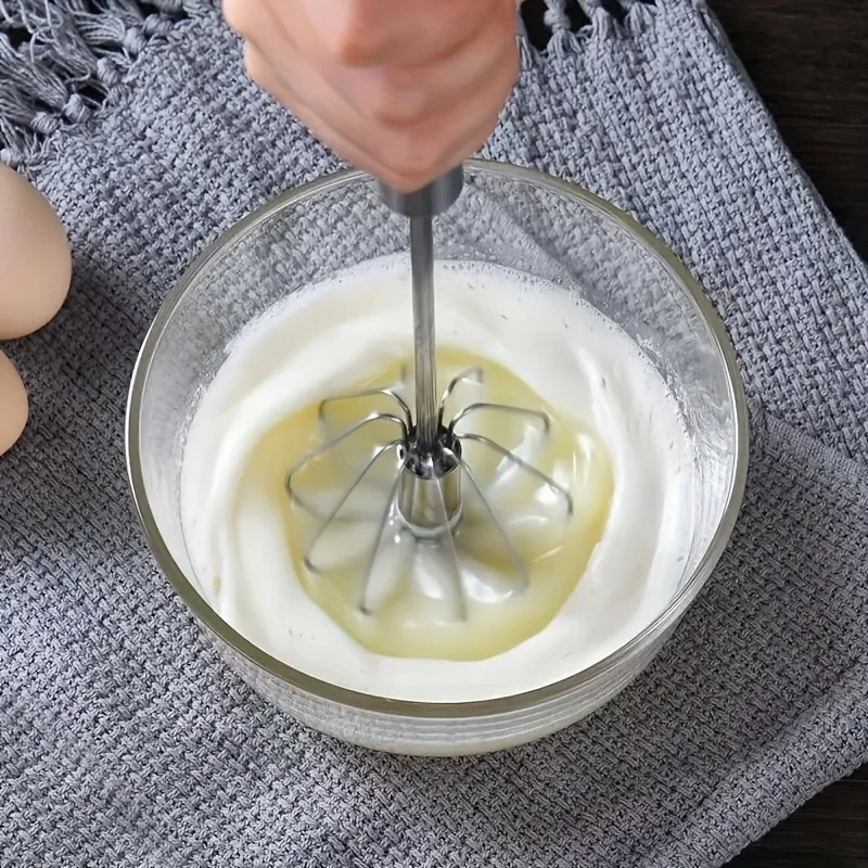 Stainless Steel Egg Beater Durable Semi-Automatic Mixer for Effortless Egg Cream Mixing Stirring and Beating for Kitchen Baking