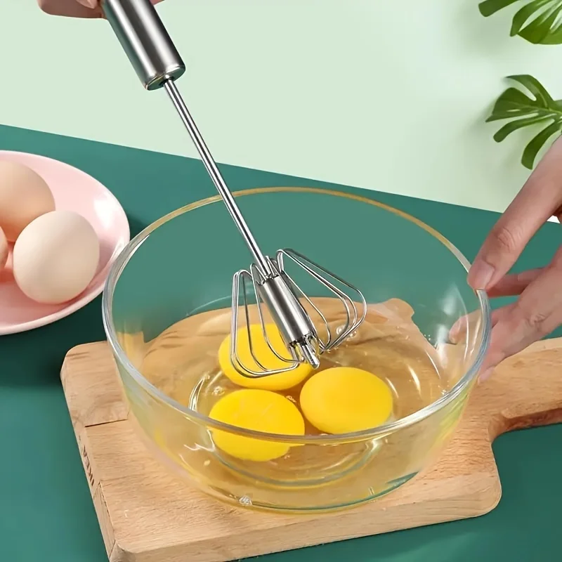 Stainless Steel Egg Beater Durable Semi-Automatic Mixer for Effortless Egg Cream Mixing Stirring and Beating for Kitchen Baking