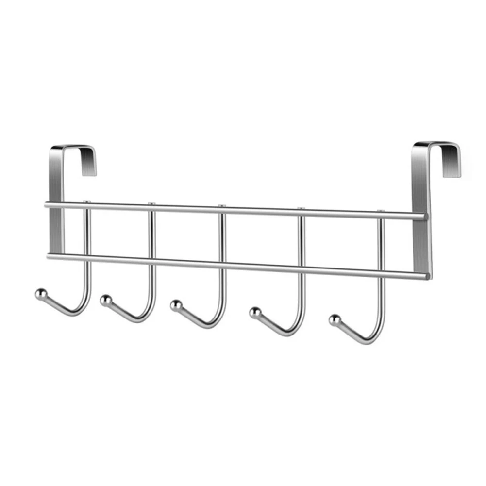Bold Stainless Steel 5-hook Cabinet Door Back Hook 5 Hooks 24.5x9x2.39 cm Small Door Hooks Room Clothes Towel Storage Holder