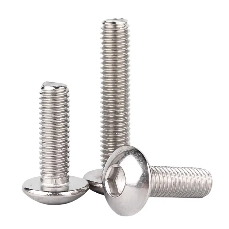 10pcs 304 Stainless steel Big Flat Round Head Inner Hexagon Screw Bolt M6 6mm M5 for Motorcycle Scooter ATV Moped Plastic Cover