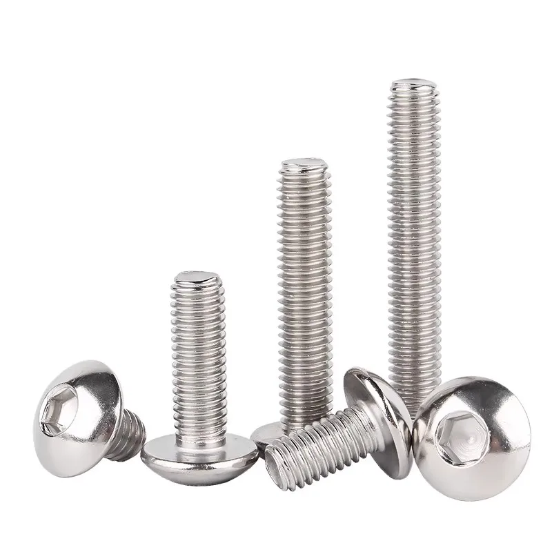 10pcs 304 Stainless steel Big Flat Round Head Inner Hexagon Screw Bolt M6 6mm M5 for Motorcycle Scooter ATV Moped Plastic Cover