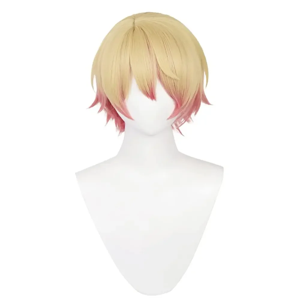 Anime Tenma Tsukasa Cosplay Wigs for Project Sekai Cosplay Short Blonde Gradient Pink Party Wigs for Men Boys
