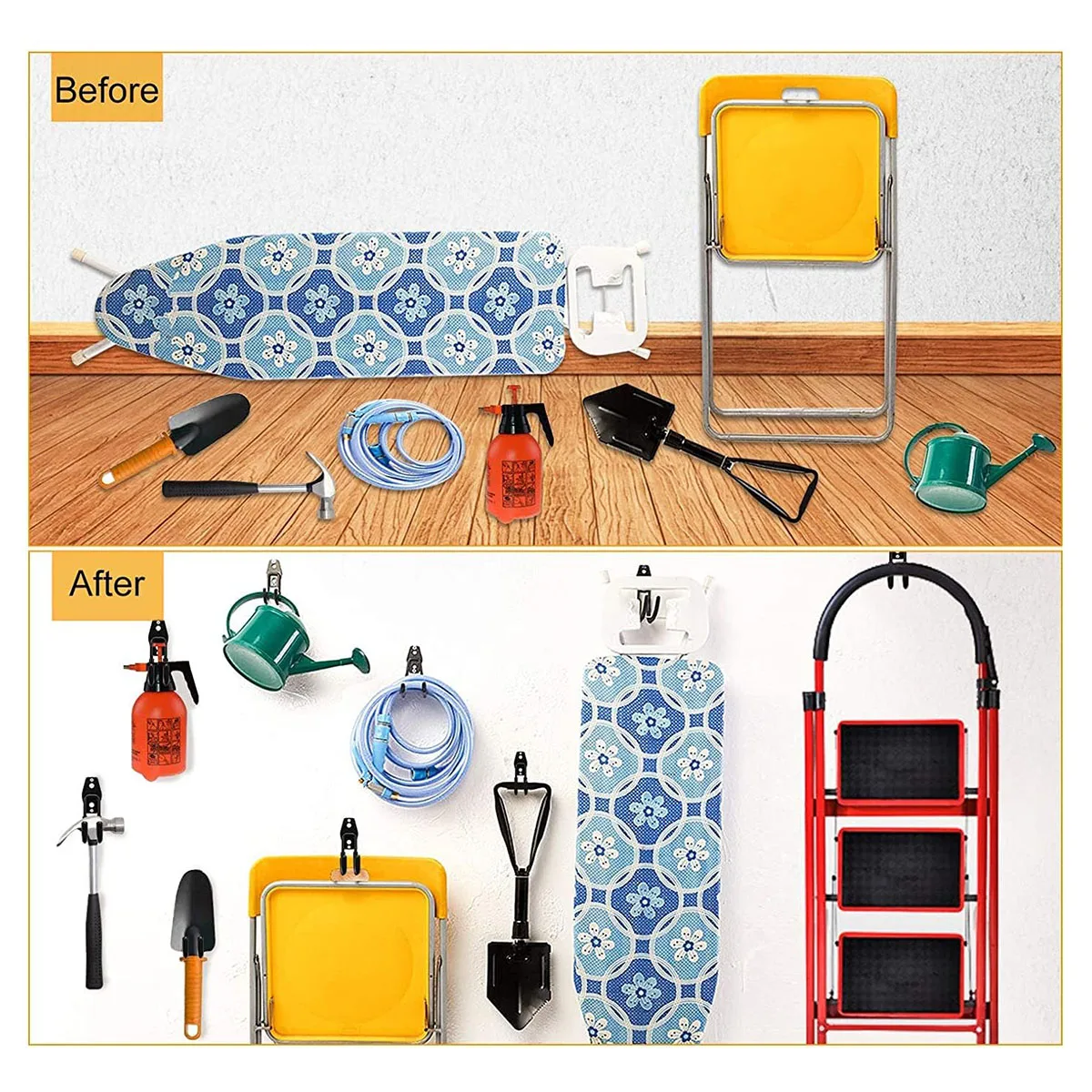 Garage Storage Utility Hooks,Garage Garden Tool Organizer,Hanging Utility Wall Mount Hooks,Heavy Duty Tool Storage Organizer