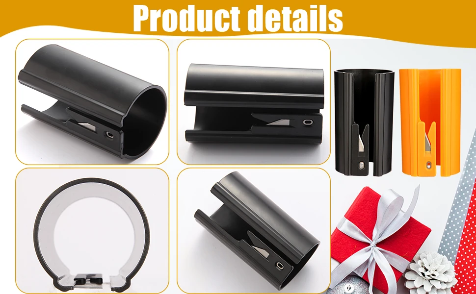 HORN Sliding Wrapping Paper Cutter - Easy-Glide Gift Wrap Trimmer for Christmas & Birthdays, Durable ABS,, Orange/Black