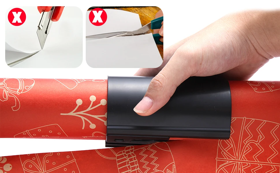 HORN Sliding Wrapping Paper Cutter - Easy-Glide Gift Wrap Trimmer for Christmas & Birthdays, Durable ABS,, Orange/Black