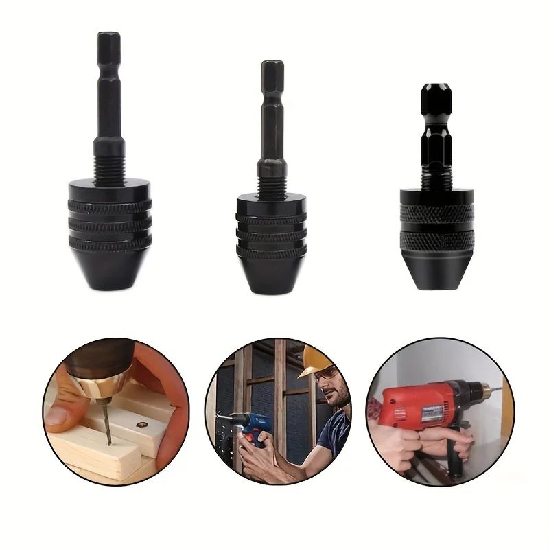 JENTORIX 0.3mm-8.0mm Mini Keyless Chuck Electric Drill Bit Collet Converter Extension Screwdriver Chuck Adapter Fixture 1/4" Hex