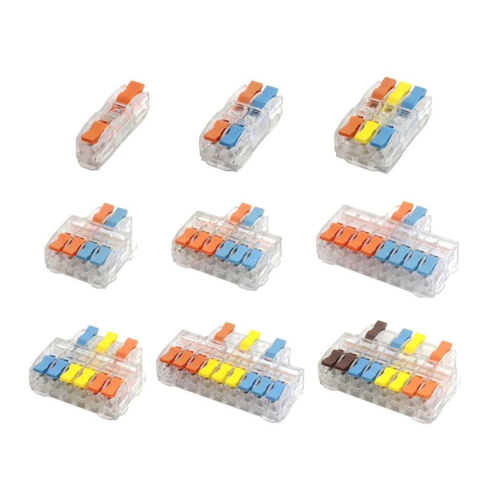 10/50 PCS Mini Fast Wiring Connectors Universal Compact Lever Crimp Splitter Electrical Conductors Push-in Home Terminal Block