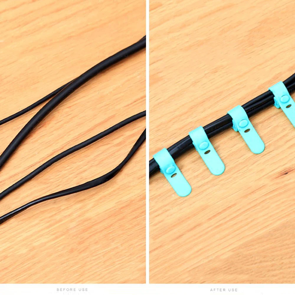 20/12/4PCS Cable Ties Cord Organizer Management Silicone Wire Holder Straps Zip Clips Reusable Tie Wraps Keeperwinder Rubber