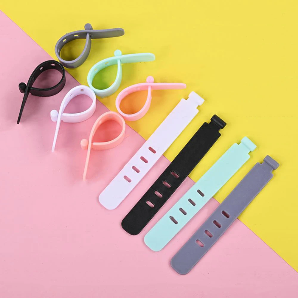20/12/4PCS Cable Ties Cord Organizer Management Silicone Wire Holder Straps Zip Clips Reusable Tie Wraps Keeperwinder Rubber