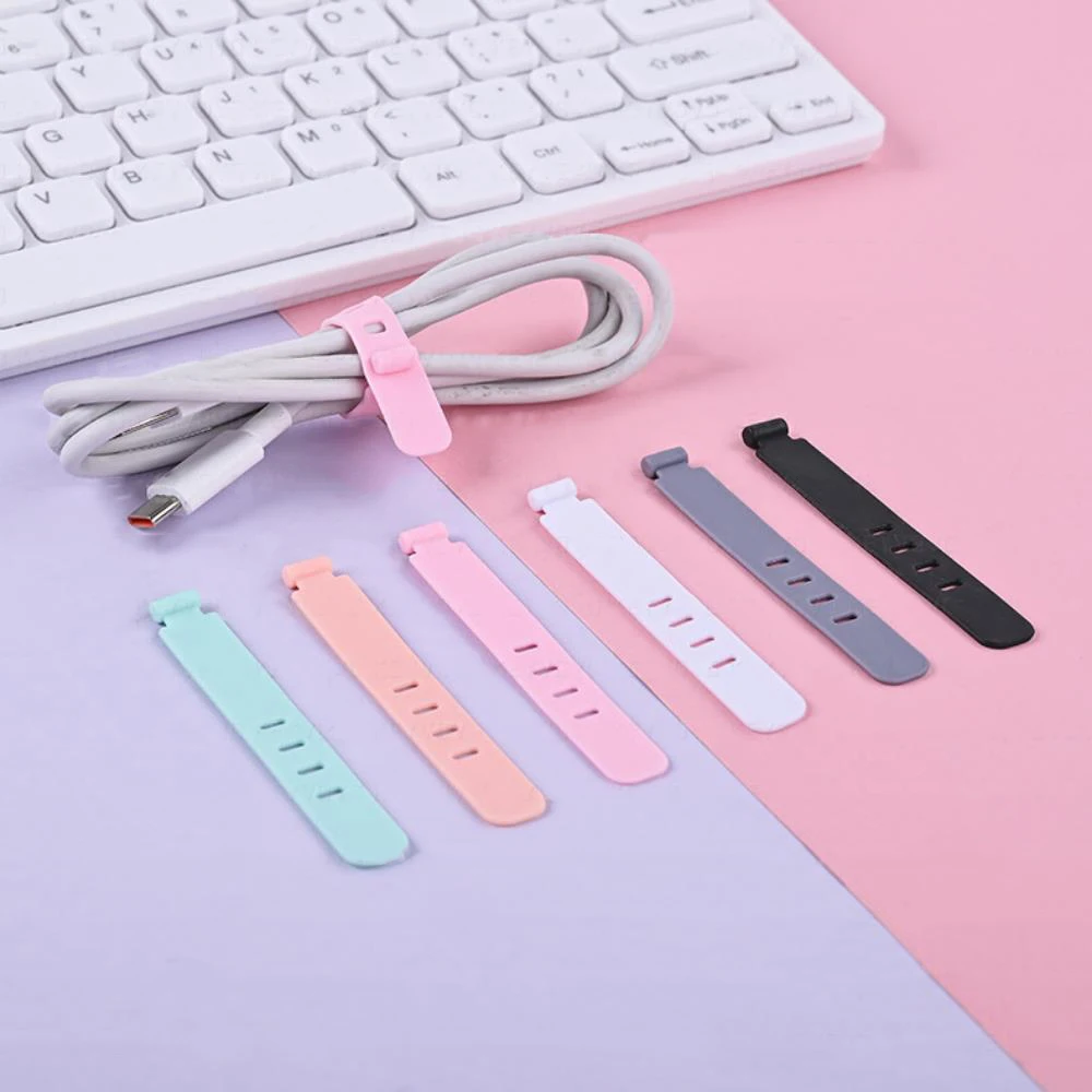 20/12/4PCS Cable Ties Cord Organizer Management Silicone Wire Holder Straps Zip Clips Reusable Tie Wraps Keeperwinder Rubber