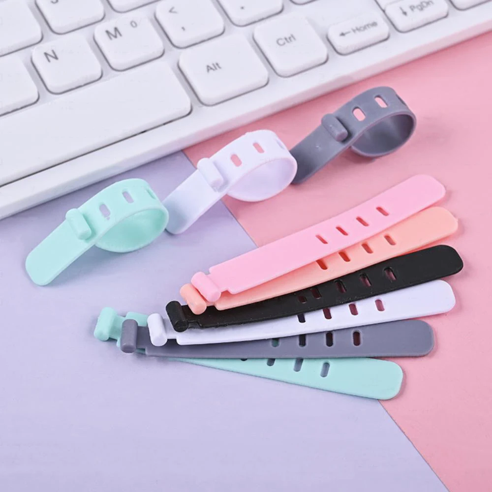 20/12/4PCS Cable Ties Cord Organizer Management Silicone Wire Holder Straps Zip Clips Reusable Tie Wraps Keeperwinder Rubber