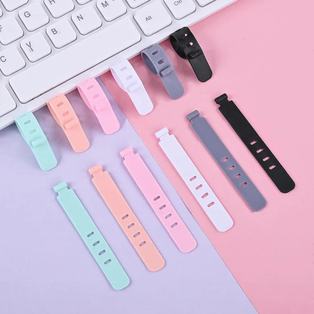 20/12/4PCS Cable Ties Cord Organizer Management Silicone Wire Holder Straps Zip Clips Reusable Tie Wraps Keeperwinder Rubber