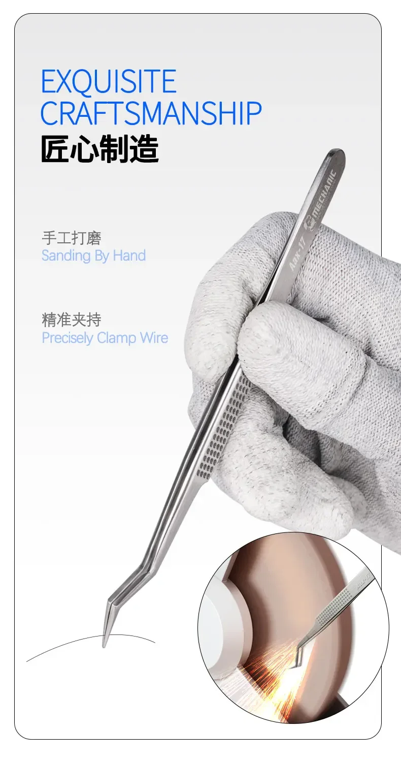 MECHANIC Aax-17 Tin Positioning Tweezers for Precise Clamping of Tin Wire Non-Slip and Wear-Resistant Made of Steel