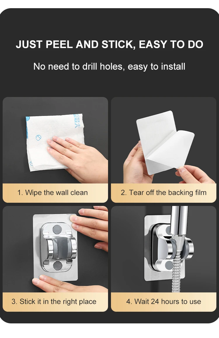 Universal Showerhead Holder Bracket Wall Mounted Punch Free Household Adjustable Shower Self Adhesive Bathroom Accessories