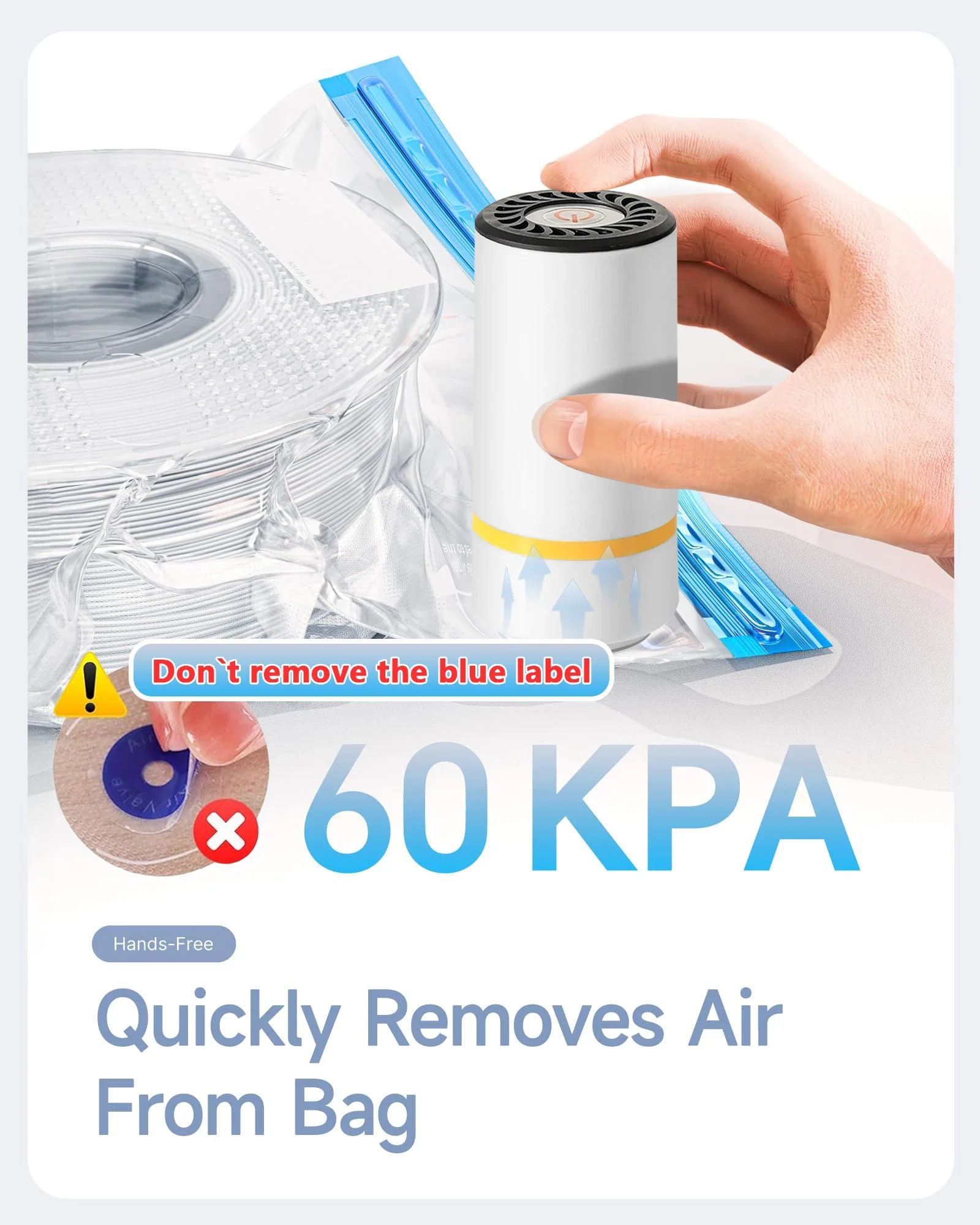 3D Printer Filament Vacuum Bag with USB Rechargeable Electric Air Pump, Vacuum Sealing for PLA ABS PETG Filament Storage