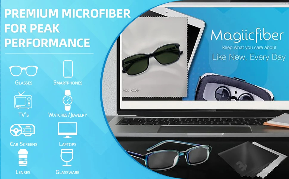 MagiicFiber Microfiber Cleaning Cloths, High Density Non-Streaking Wipes, Soft and Efficient Premium Cleaning Cloths