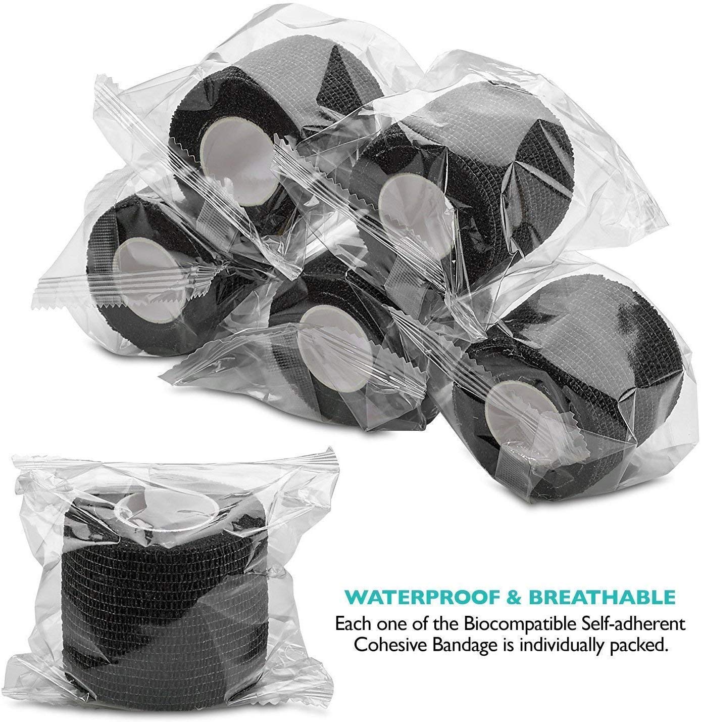 3/6/12/24/48 PCS Tattoo Grip Cover Wrap Disposable Black Bandage For Tattoo Grip Bandage Machine Tape Tube Accessories