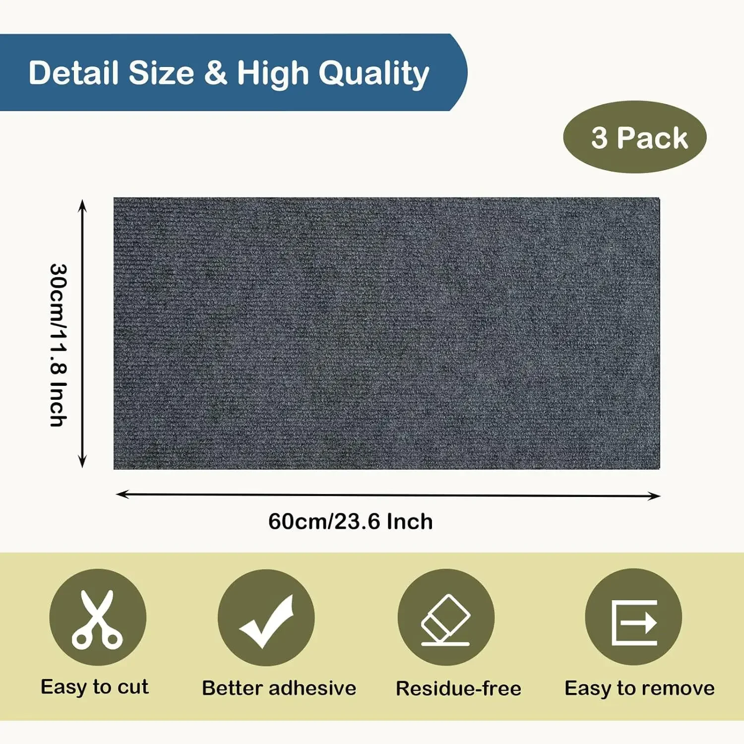 Self-Adhesive Cat Scratching Mat Trimmable Cat Carpet Cat Scratching Carpet Corner Wall Cat DIY Scratch Sofa Furniture Protector