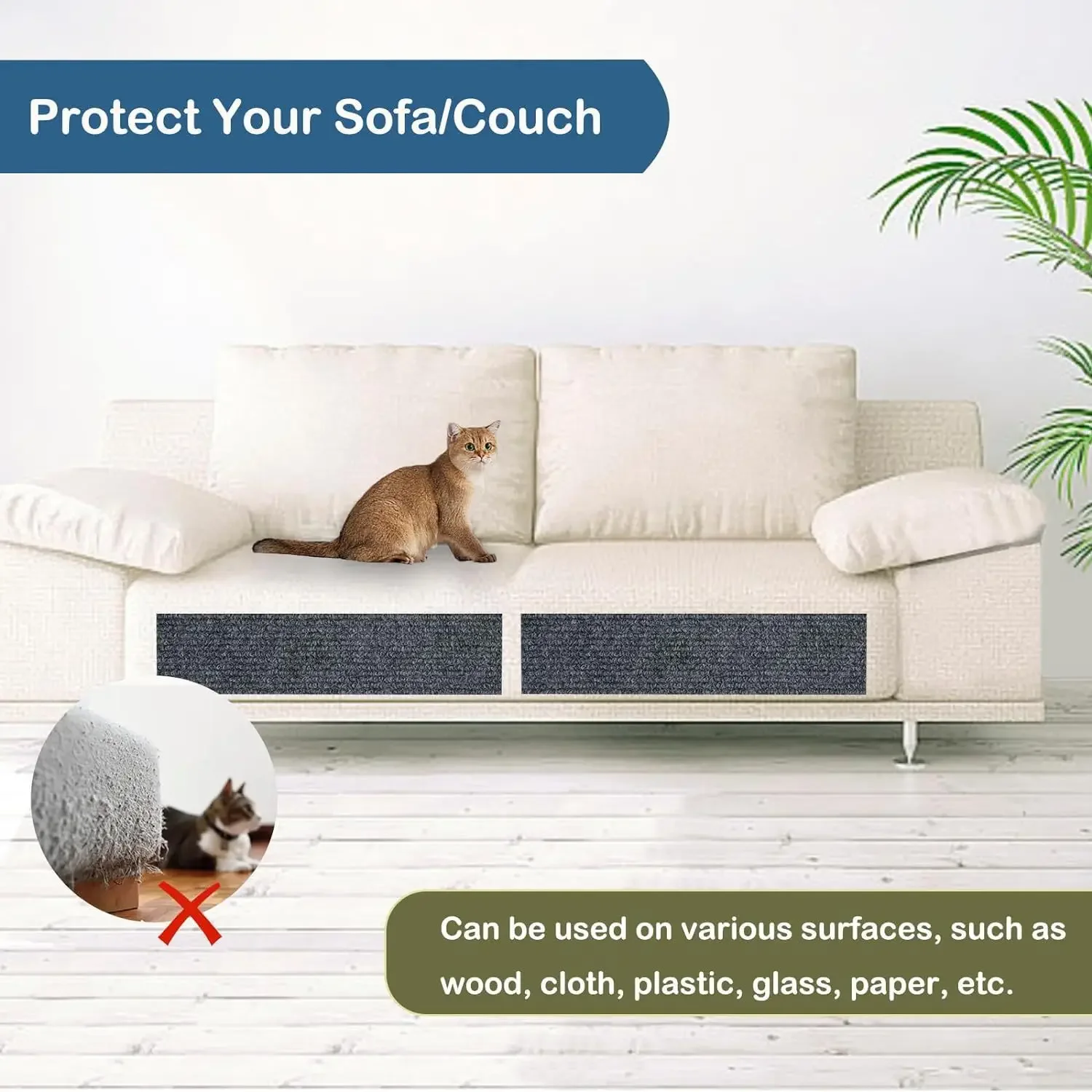 Self-Adhesive Cat Scratching Mat Trimmable Cat Carpet Cat Scratching Carpet Corner Wall Cat DIY Scratch Sofa Furniture Protector