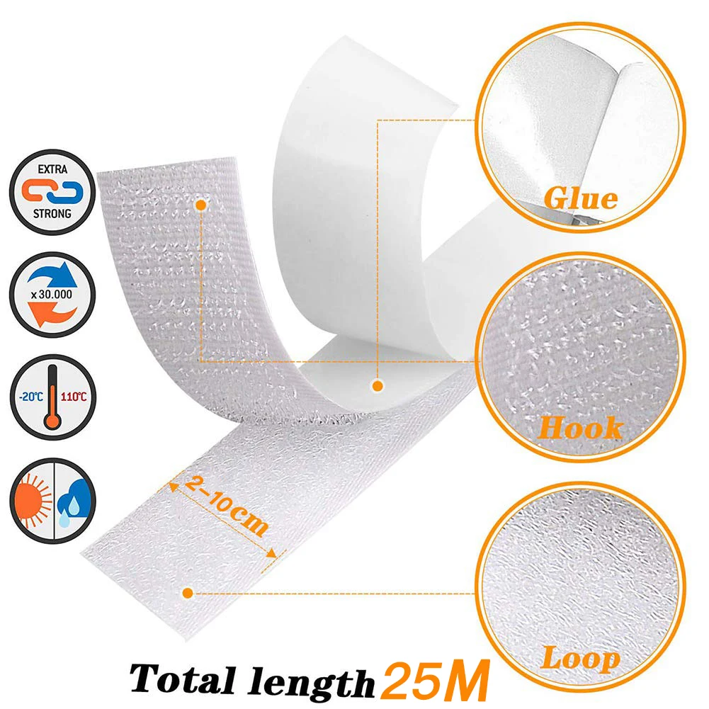 1-25M Self Adhesive Hook And Loop Tape Fastener House Diy Magic Tap Auto Adhesive Strong Glue Stickers Sticker Strap
