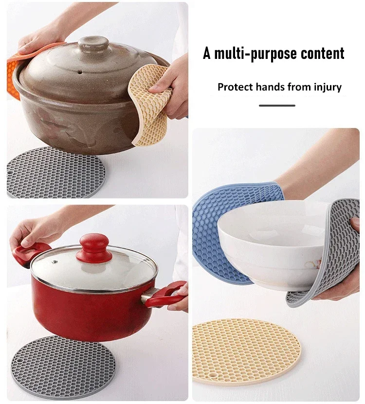 Table Mat Tool Multifunctional Kitchen Silicone Tableware Mat, Round Anti Slip Coffee Cup Coaster, Pot Holder