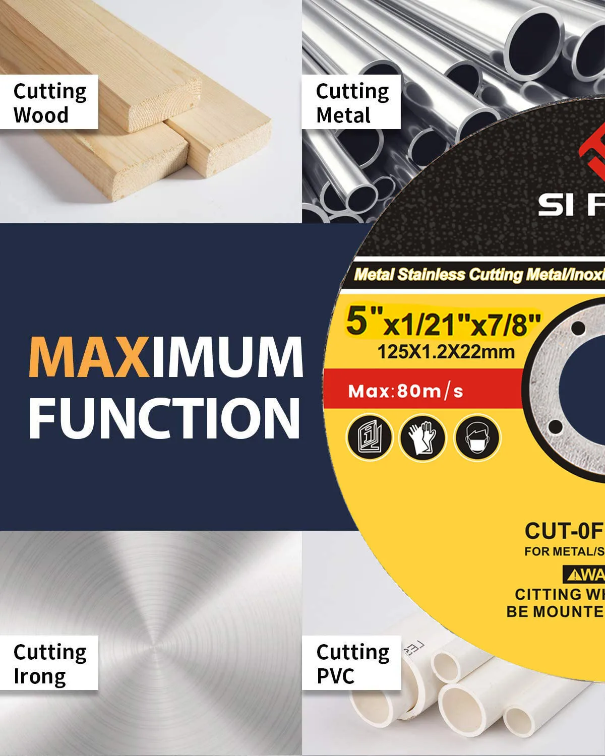 5Pcs/Set 75/115/125mm Metal Cutting Disc Angle Grinder Saw Blade Resin Grinding Wheel Disc for Metal Steel Bar Wood Cutting Tool