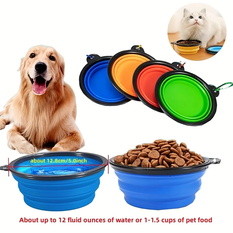 Portable Pet Food Bowl Durable TPR Bowl Cat and Dog Food Pet Silicone Collapsible Bowl Portable Travel Outdoor Water Food Bowl