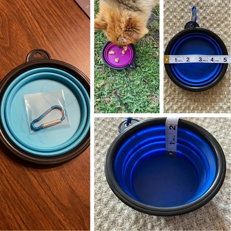 Portable Pet Food Bowl Durable TPR Bowl Cat and Dog Food Pet Silicone Collapsible Bowl Portable Travel Outdoor Water Food Bowl