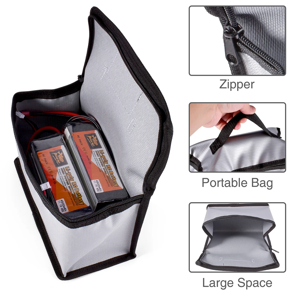 Lipo Guard Safety Bag Fireproof Explosion-Proof Portable Lipo Safety Bag for RC FPV Racing Drone Car Battery Safe