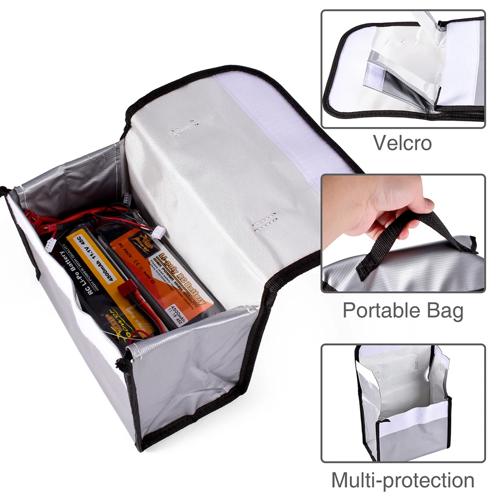 Lipo Guard Safety Bag Fireproof Explosion-Proof Portable Lipo Safety Bag for RC FPV Racing Drone Car Battery Safe