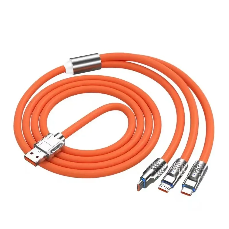 120W 6A Fast Charging C Type Cable Micro3 in 1 Micro USB iPhone Charging Cable Samsung Huawei Xiaomi Phone Charger USB Cable