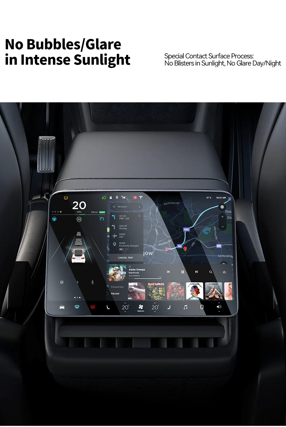 YZ For Tesla Model 3/Y/YL Highland 2025 2026 Tempered Glass Film Protector Matte Glare HD Center Control Touch Screen protector