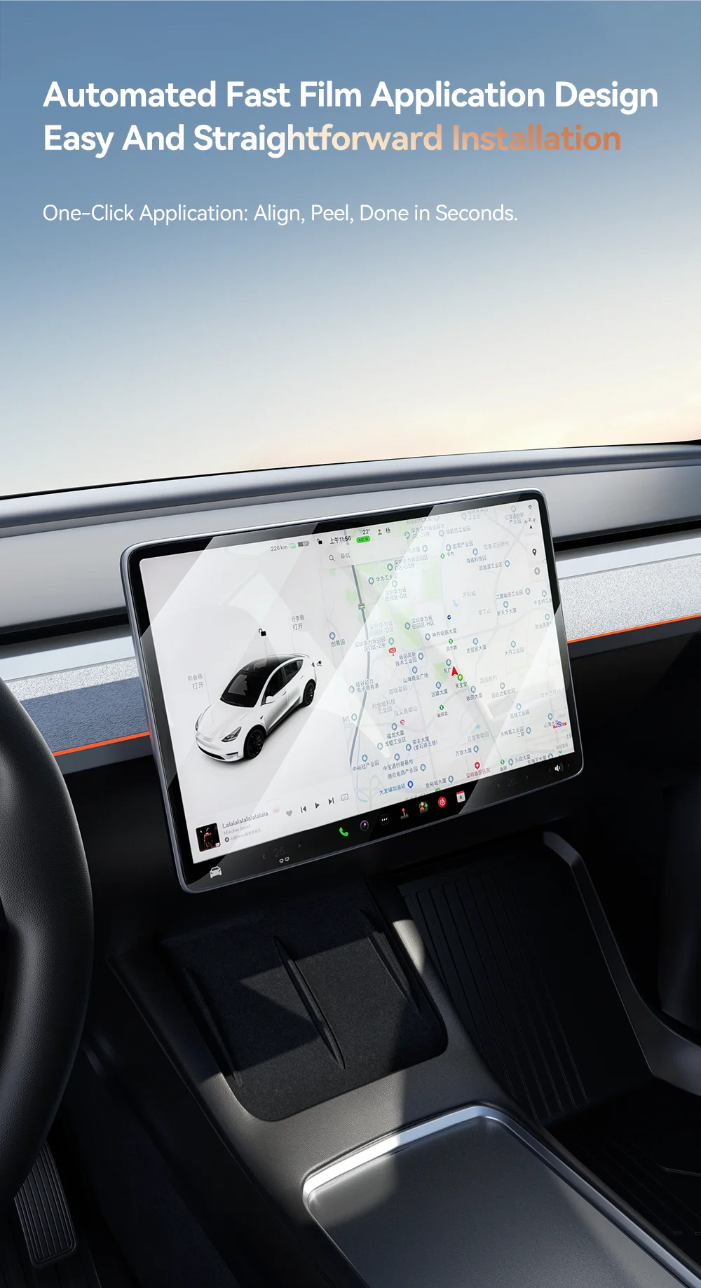 YZ For Tesla Model 3/Y/YL Highland 2025 2026 Tempered Glass Film Protector Matte Glare HD Center Control Touch Screen protector