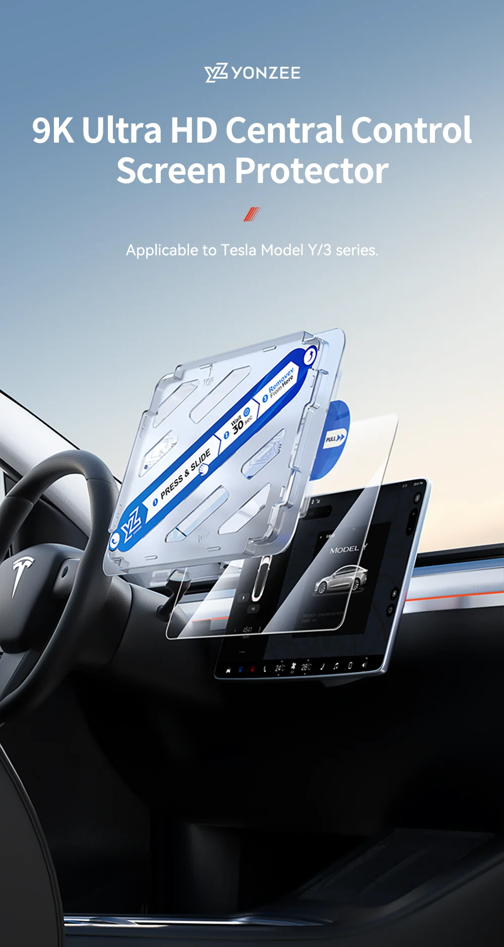 YZ For Tesla Model 3/Y/YL Highland 2025 2026 Tempered Glass Film Protector Matte Glare HD Center Control Touch Screen protector