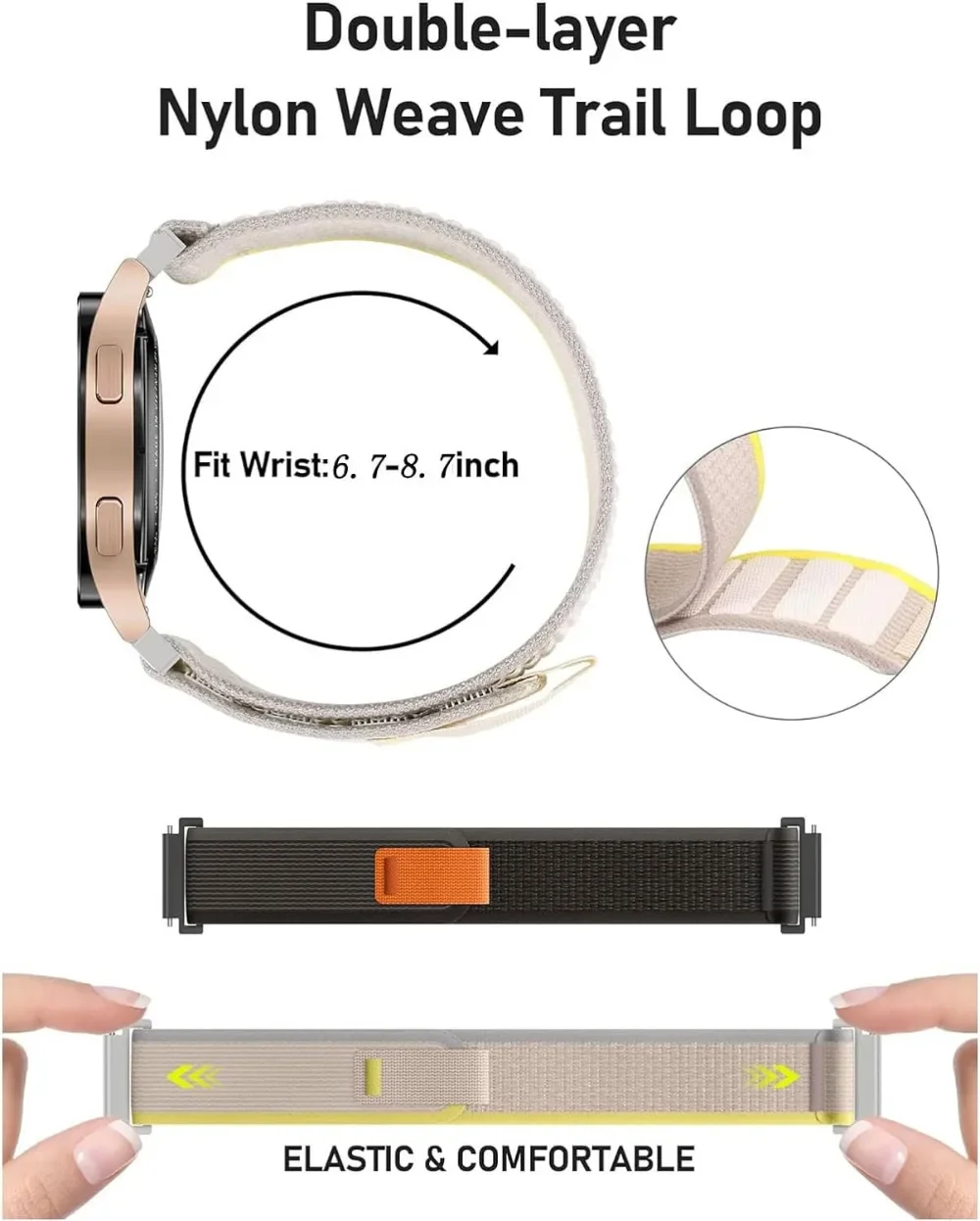 Nylon Band for HaiWei Galaxy Watch 7 6 5 4 40mm 44mm Classic/Active/Gear S3 Frontier 20mm 22mm Sport Loop Strap Amazfit GTS 3 4