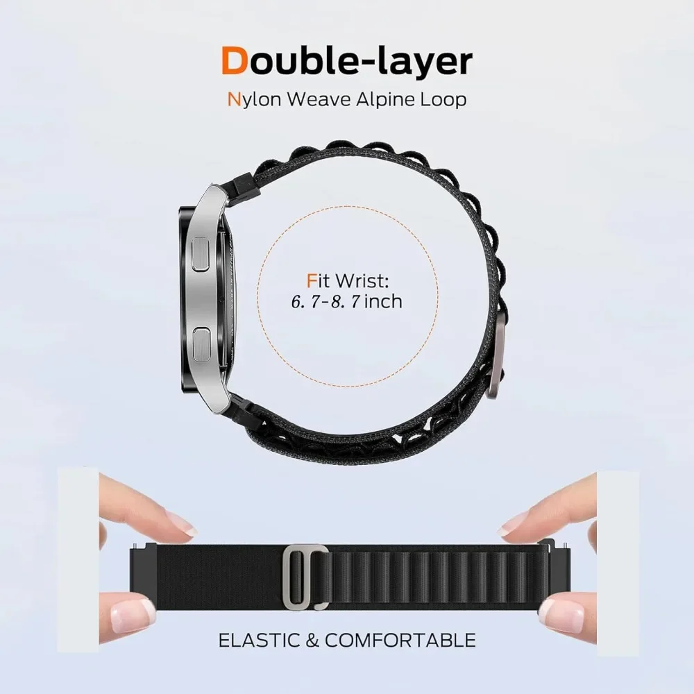 Nylon Band for HaiWei Galaxy Watch 7 6 5 4 40mm 44mm Classic/Active/Gear S3 Frontier 20mm 22mm Sport Loop Strap Amazfit GTS 3 4