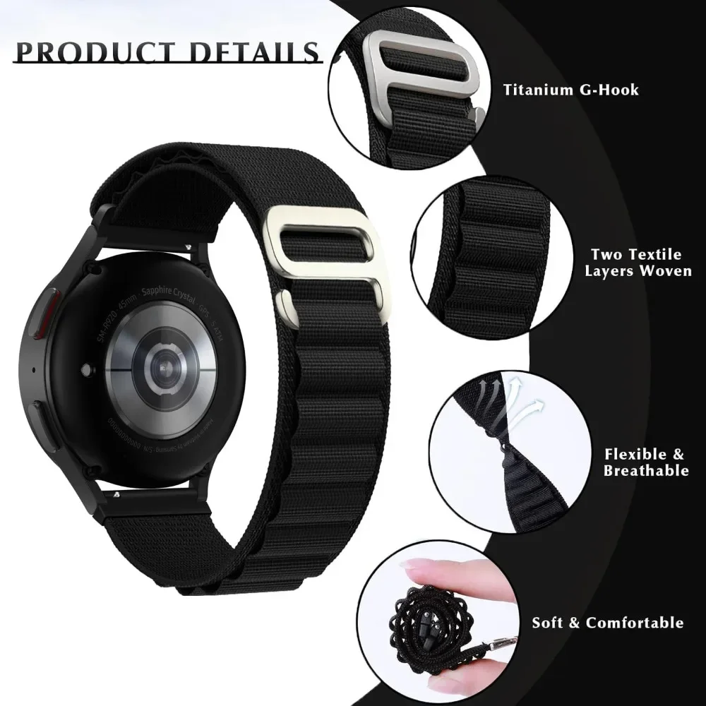 Nylon Band for HaiWei Galaxy Watch 7 6 5 4 40mm 44mm Classic/Active/Gear S3 Frontier 20mm 22mm Sport Loop Strap Amazfit GTS 3 4