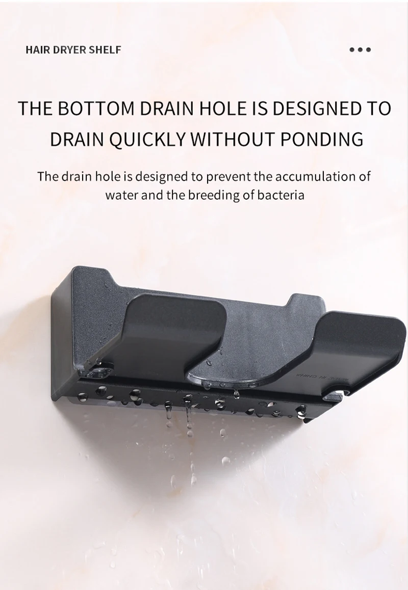 Hair Dryer Holder Wall Mounted Hair Straightener Dryer Hair Stand Bathroom Organizer Shelves Washroom Organization Shelves