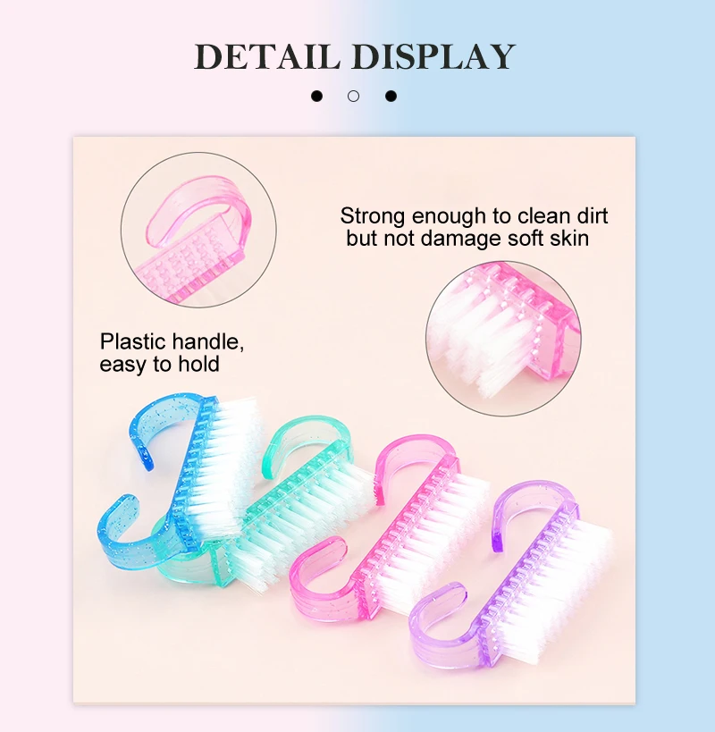 50/1pcs Plastic Nail Art Brushes Mix Color Nail Hand Scrubbing Cleaning Brush Dust Cleaner Nail Art Manicure Soft Remover Tools